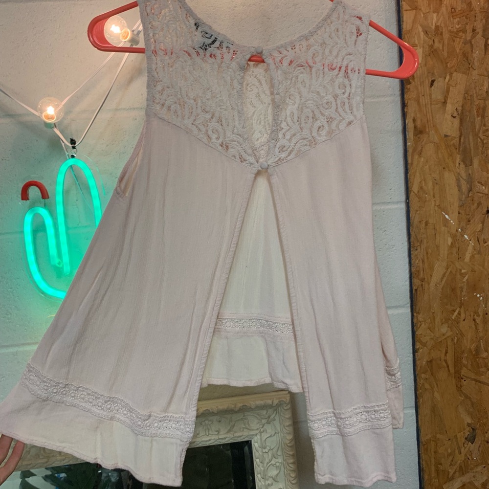 Baby Pink Lacey Open Back Blouse - Picture 2 of 2